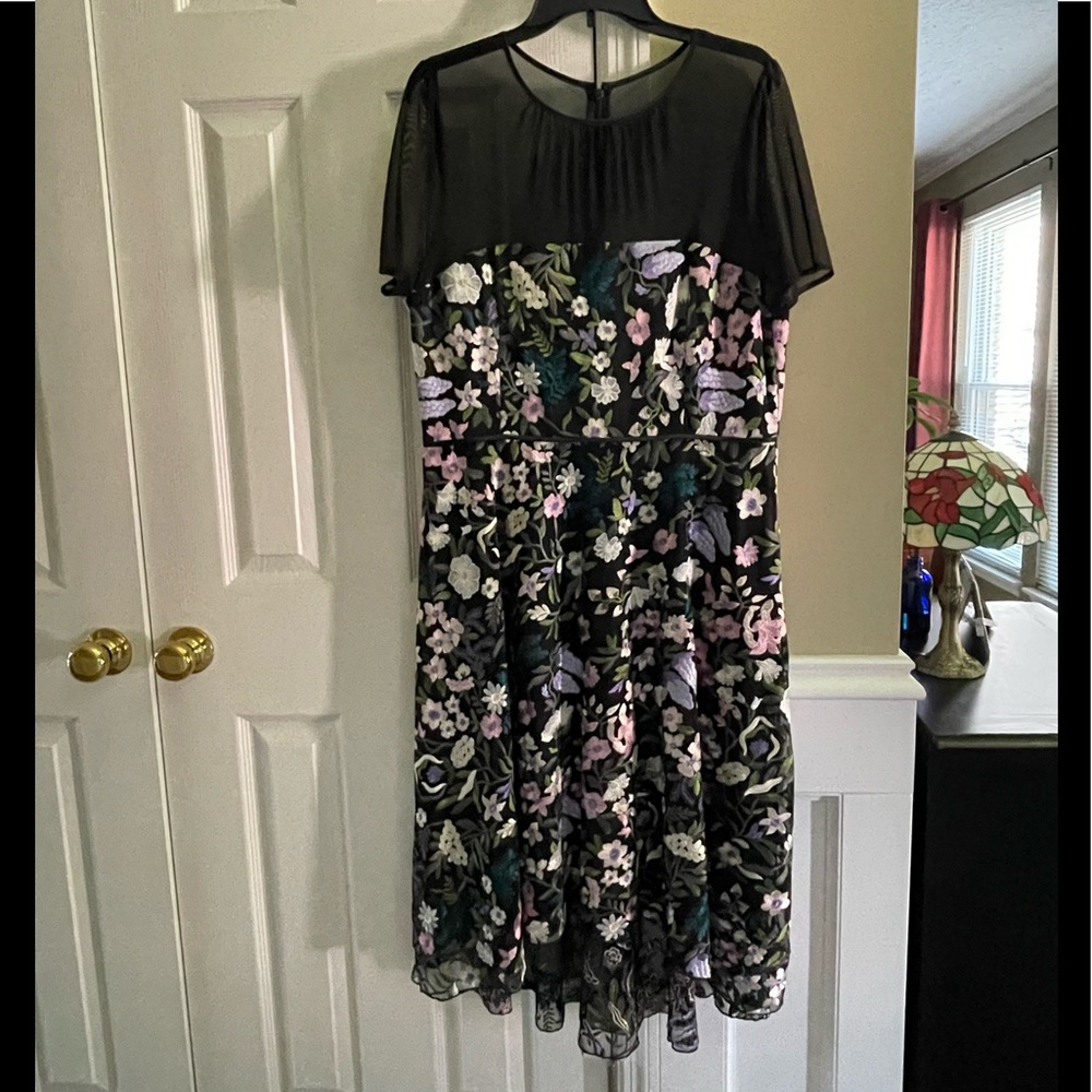 Alex Marie embroidered dress with shear black bodice
